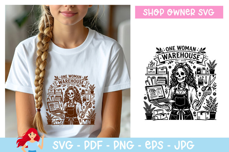 One woman warehouse SVG, Shop owner inspired SVG example image 1