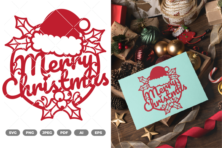 Laser Cut Merry Christmas Ornaments SVG & Clipart