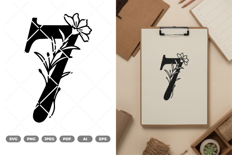 Floral Numeric SVG   Clipart
