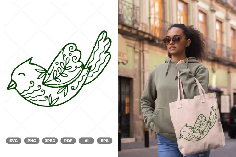 Floral Bird SVG & Clipart