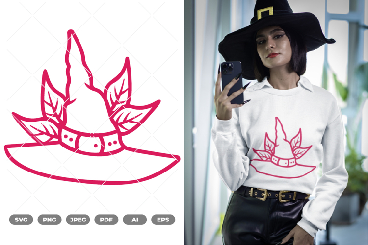 Floral Witch Hat SVG & Clipart