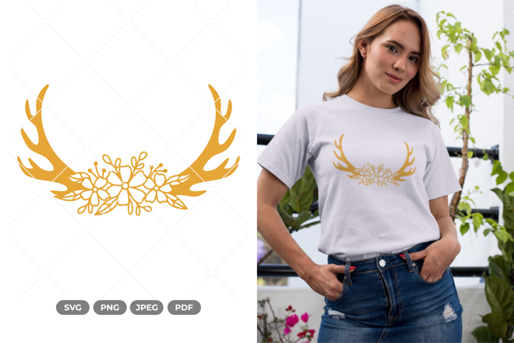Bloom Antlers SVG & Clipart