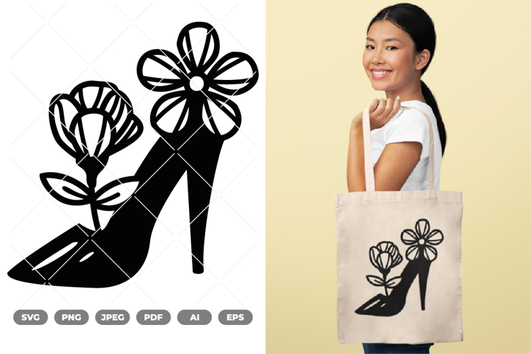 Floral High Heels SVG & Clipart
