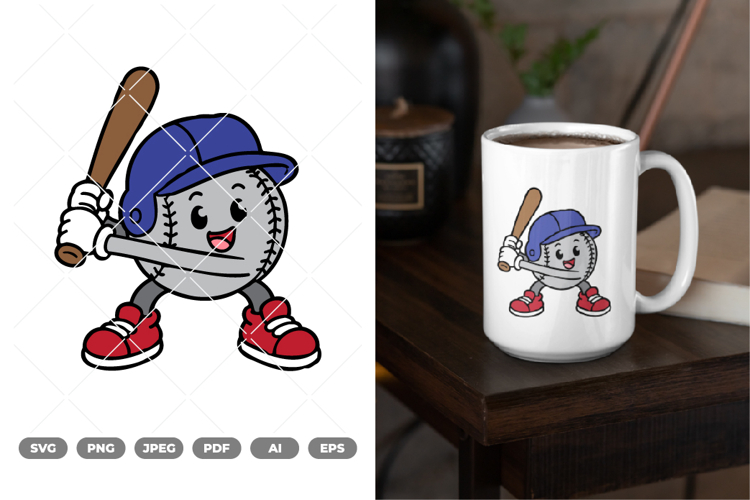 Baseball Mascot Colored SVG & Clipart