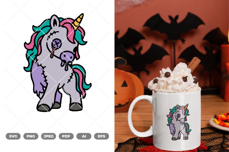 Zombie Unicorn Colored SVG & Clipart example image 1