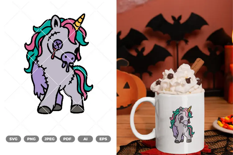 Zombie Unicorn Colored SVG & Clipart