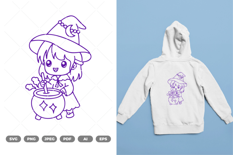 Chibi Witch SVG & Clipart