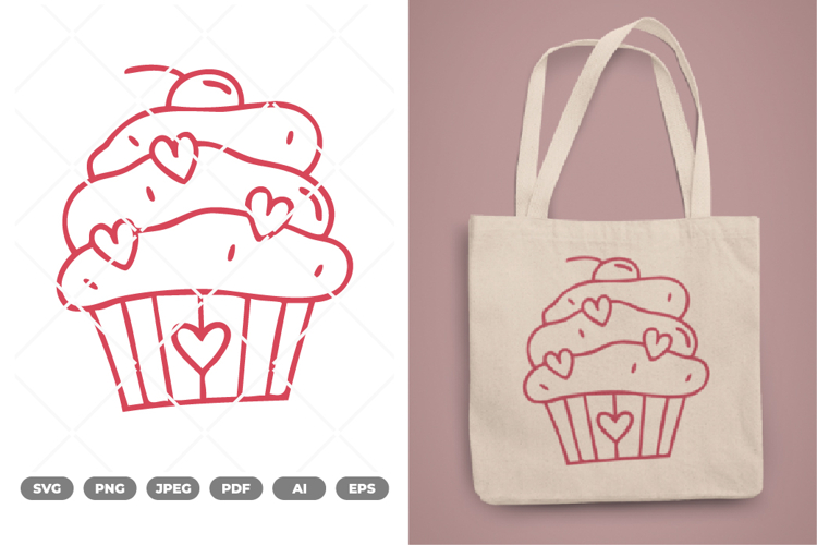 Heart Cupcake SVG & Clipart example image 1