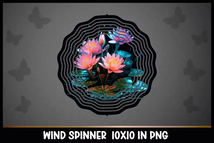 Rainbow Water Lilly Flower Wind Spinner Sublimation