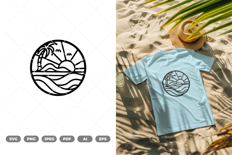 Beach Scene Outline SVG & Clipart