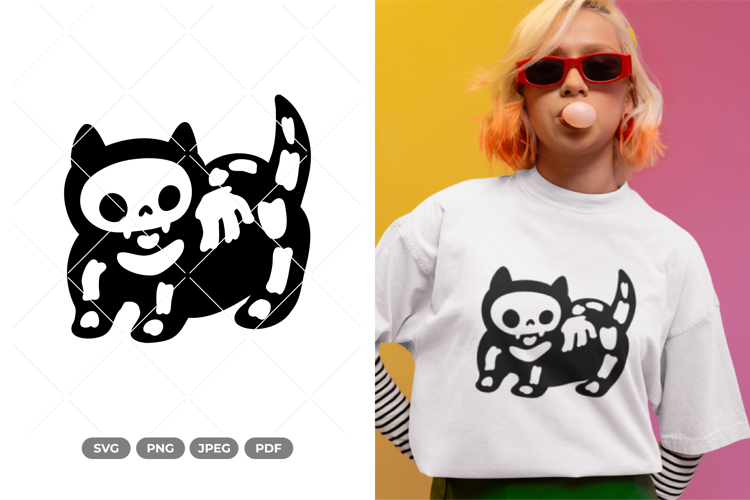 Skeleton Cat SVG & Clipart - Cut File