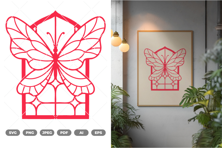Butterfly Stained Glass SVG & Clipart
