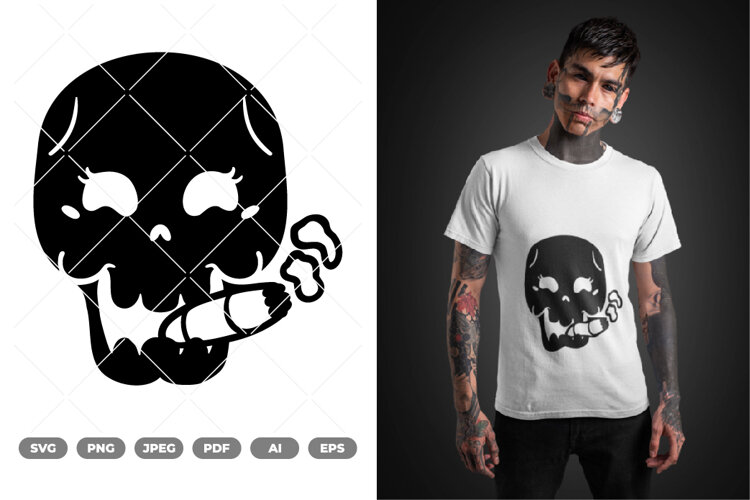 Smoking Skull SVG & Clipart example image 1