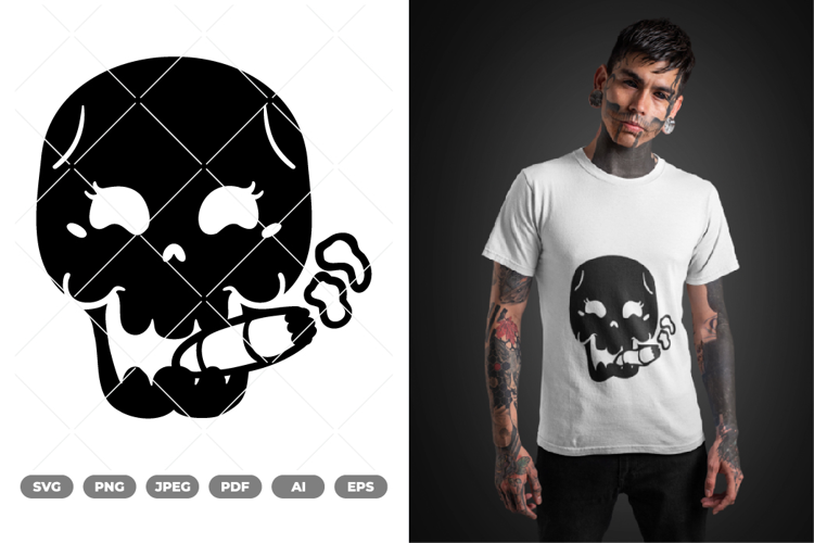 Smoking Skull SVG & Clipart