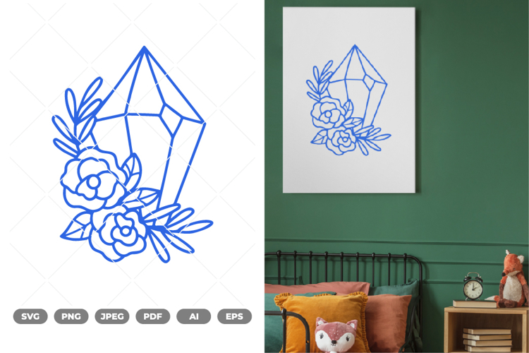 Floral Diamond SVG & Clipart example image 1