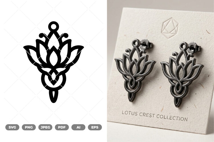 Moon and Women Earring SVG & Clipart example image 1
