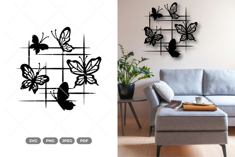 Geometrical Butterflies Wall Decor SVG & Clipart