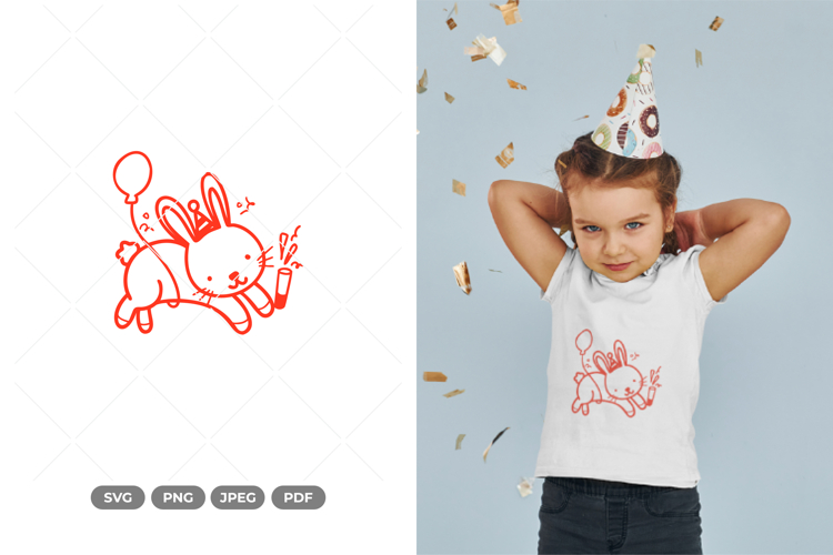 Birthday Rabbit SVG & Clipart