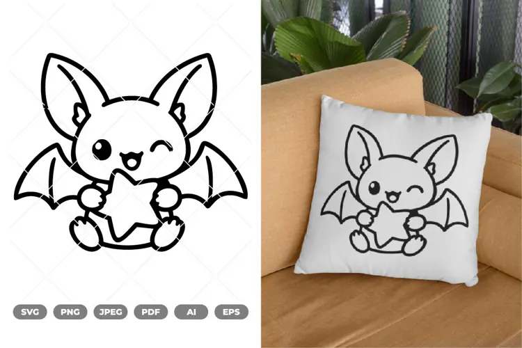 Kawaii Bat SVG & Clipart