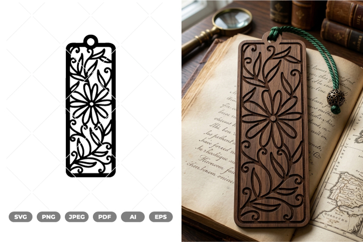 Floral Bookmark SVG & Clipart