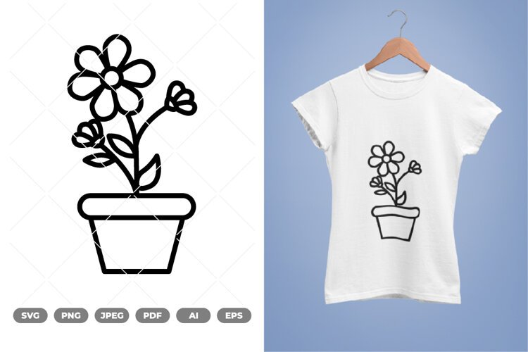 Potted Flower SVG & Clipart example image 1
