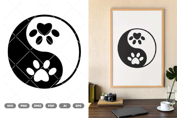 Yin & Yang Paw SVG & Clipart
