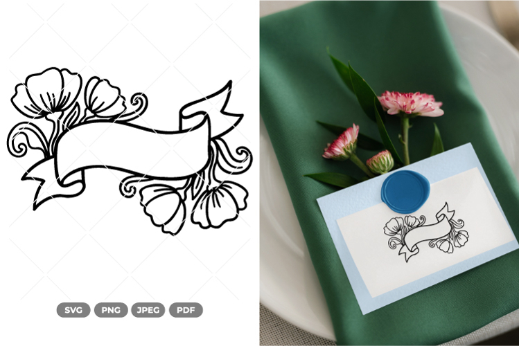 Floral Banner SVG & Clipart