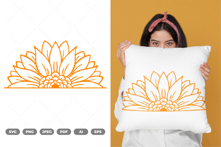 Half Sunflower SVG   Clipart