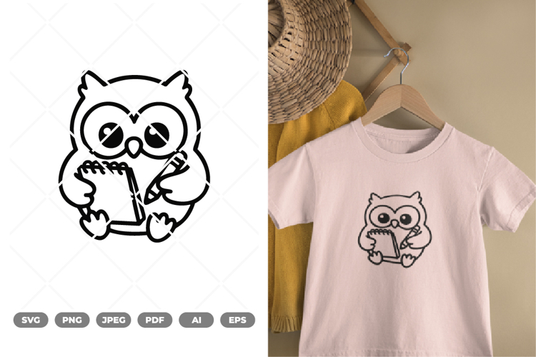 Owl and Book SVG & Clipart