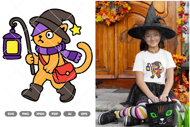 Witch Cat Colored SVG & Clipart