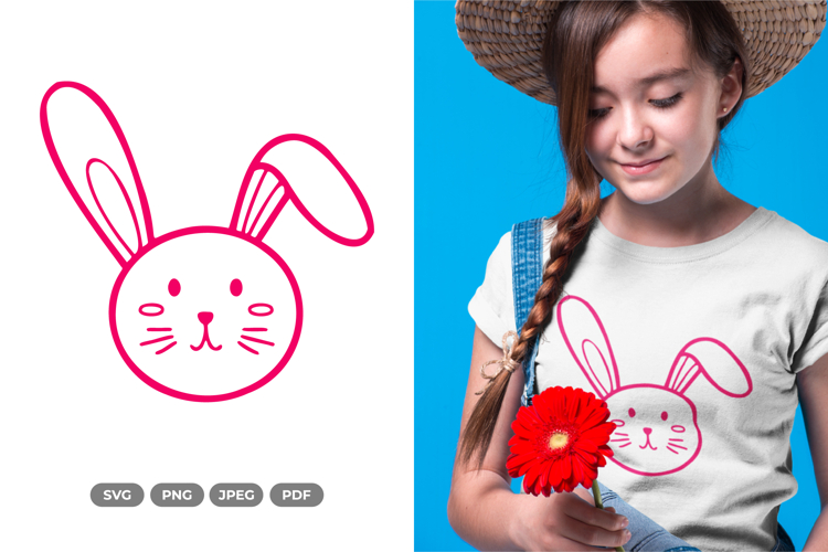 Cute Rabbit Head SVG & Clipart
