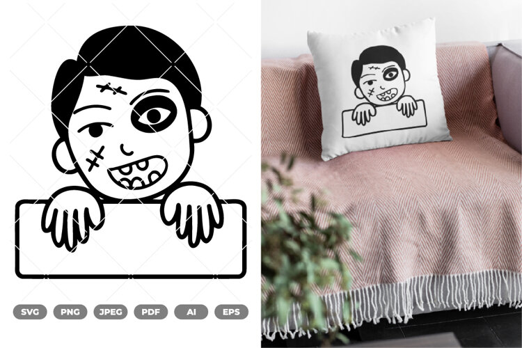 Peeking Zombie SVG & Clipart example image 1