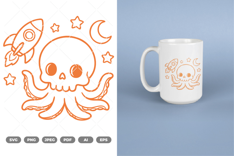 Skull Octopus SVG   Clipart