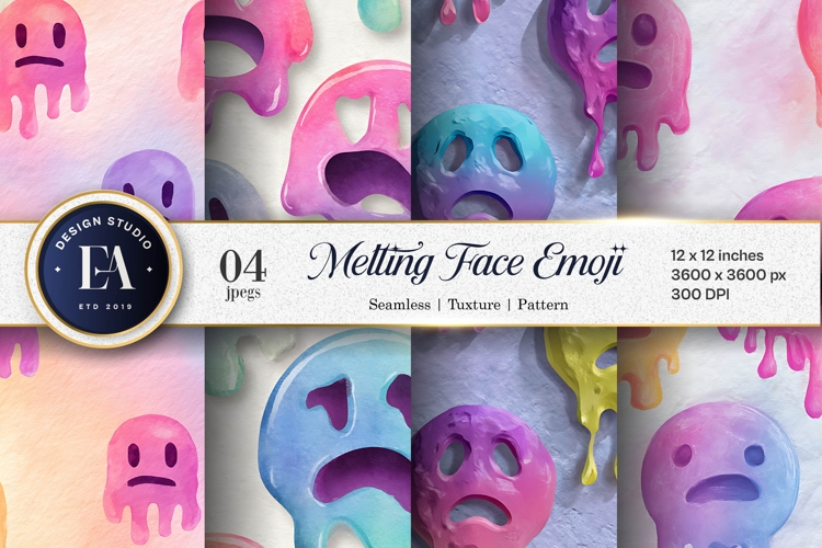 Watercolor Melting Face Emoji Seamless Art Digital Paper