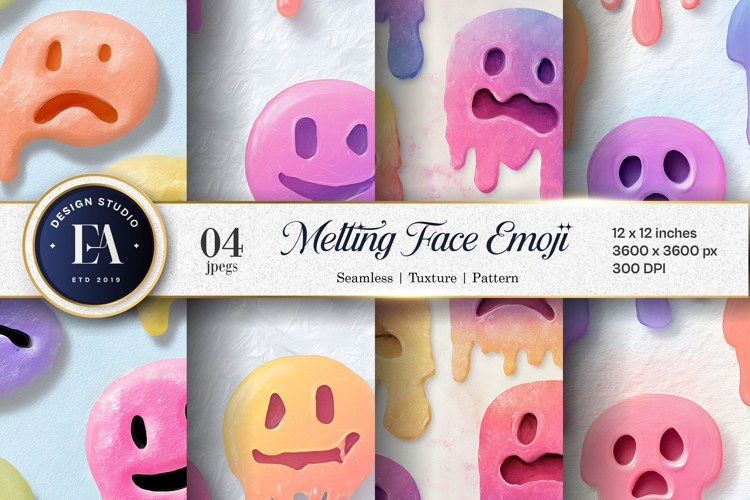 Seamless Surreal Melting Face Watercolor Digital Paper