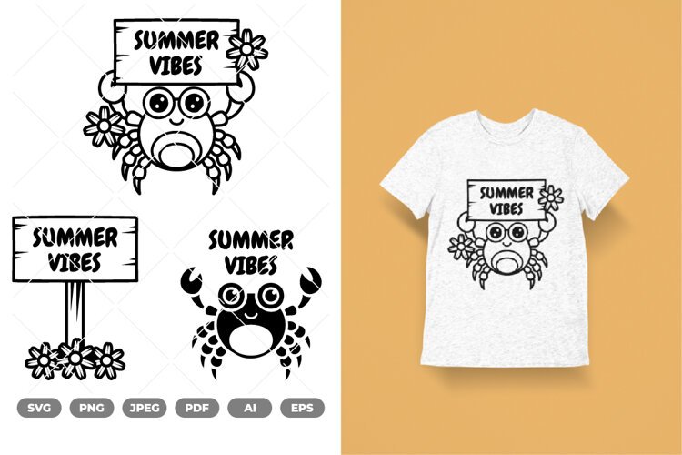 Summer Vibes Crab SVG & Clipart example image 1