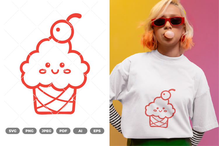 Kawaii Ice Cream SVG & Clipart