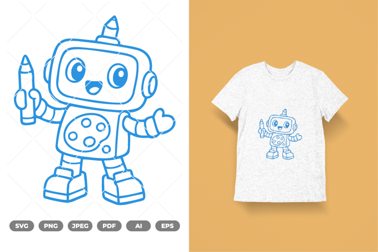 Chibi Robot SVG   Clipart