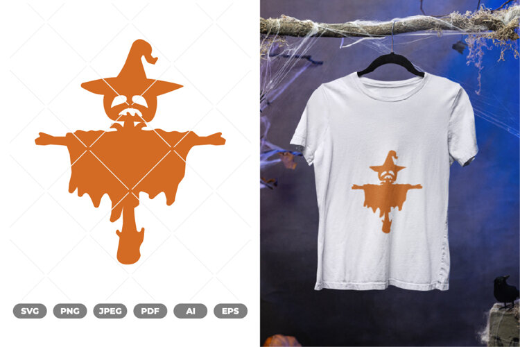 Jack O Lantern Scarecrow SVG & Clipart example image 1