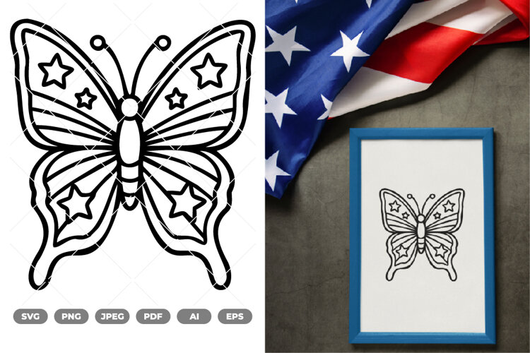 Fourth Of July Butterfly SVG & Clipart example image 1