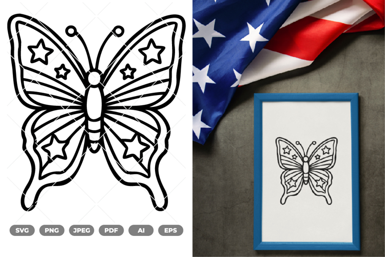 Fourth Of July Butterfly SVG & Clipart