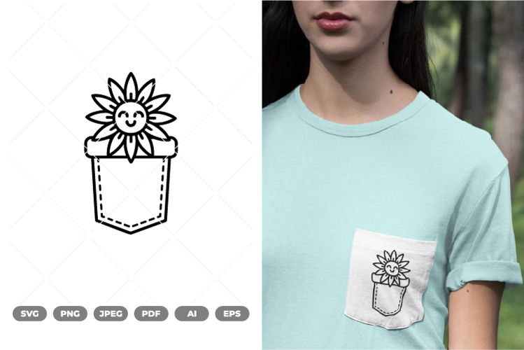 Smile Flower in The Pocket SVG   Clipart