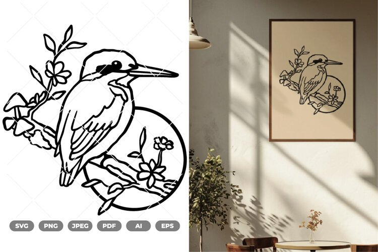 Bird on Branch SVG & Clipart example image 1