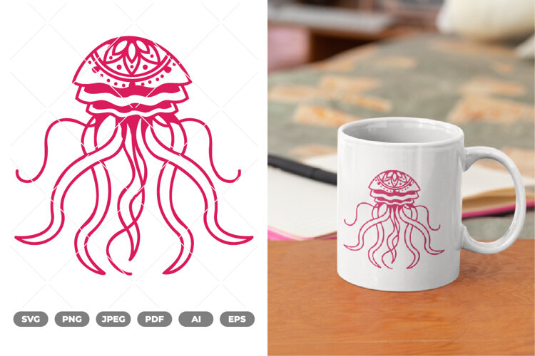Mandala Jellyfish SVG & Clipart example image 1