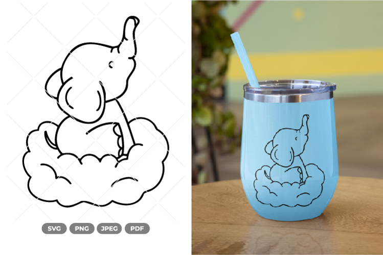 Tiny Elephant Doodle SVG & Clipart