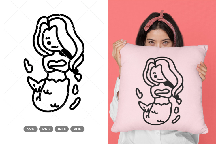 Kawaii Mermaid SVG   Clipart