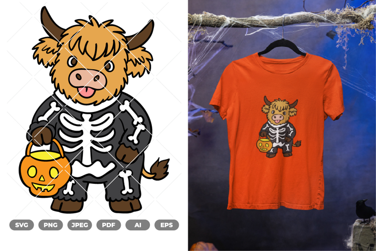 Highland Cow Halloween Colored SVG & Clipart
