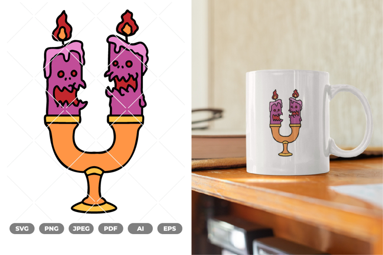 Candle Monster Colored SVG & Clipart