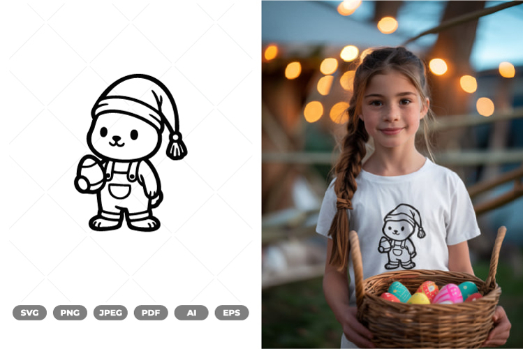 Bunny Character Doodle SVG & Clipart