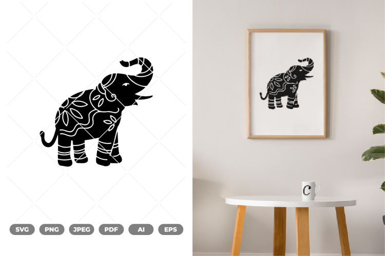 Folk Art Elephant SVG & Clipart